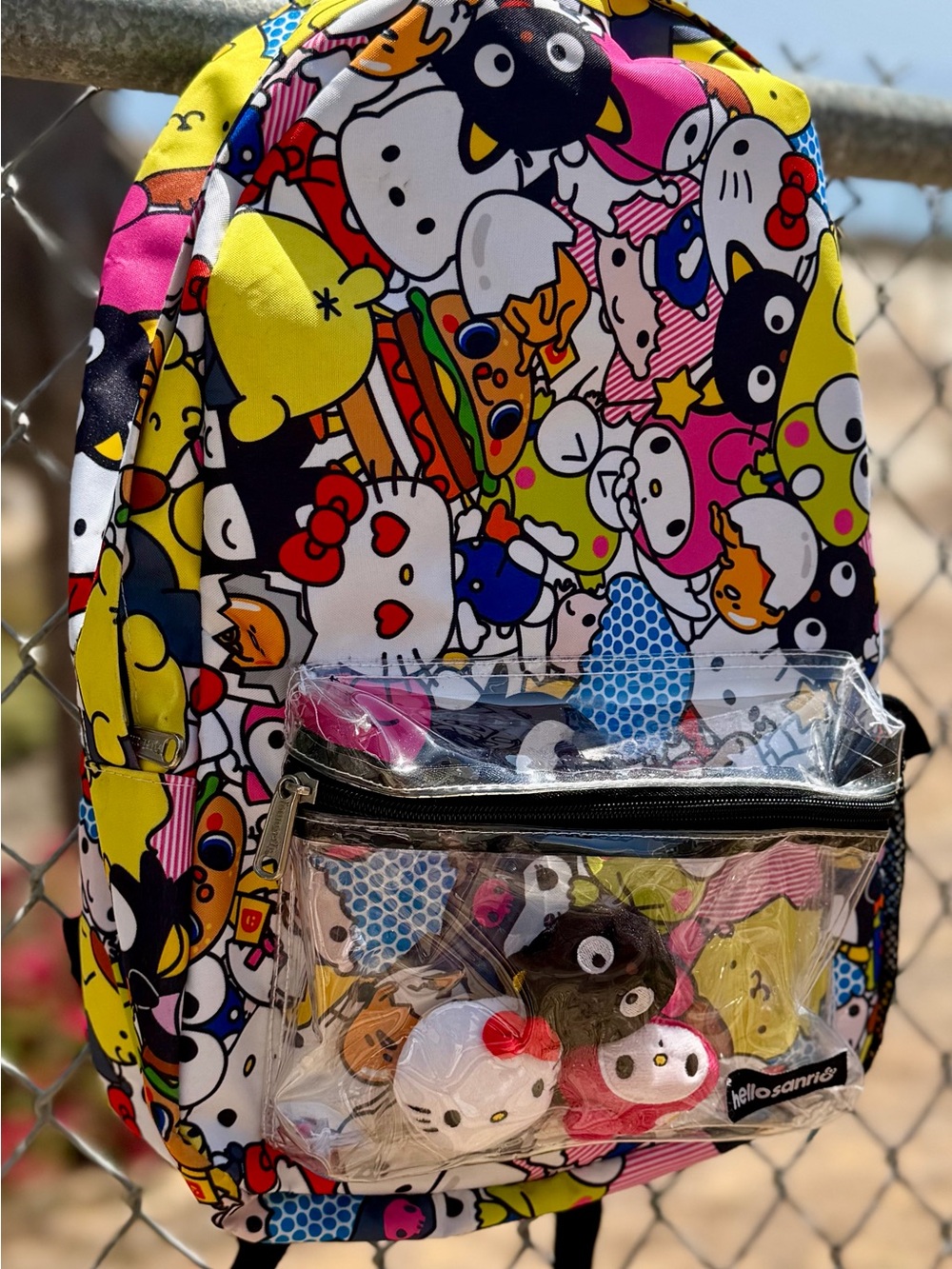 Hello Kitty Colorful Character Kids Backpack with Clear Front Pocket